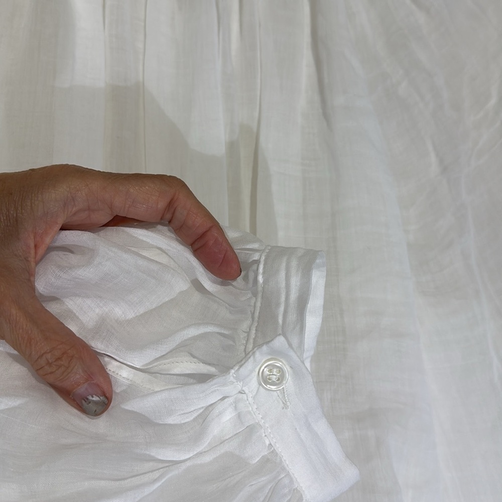 Banana Republic Sheer Crisp White Hidden Button Down Blouse Oversized Size L - Picture 4 of 6